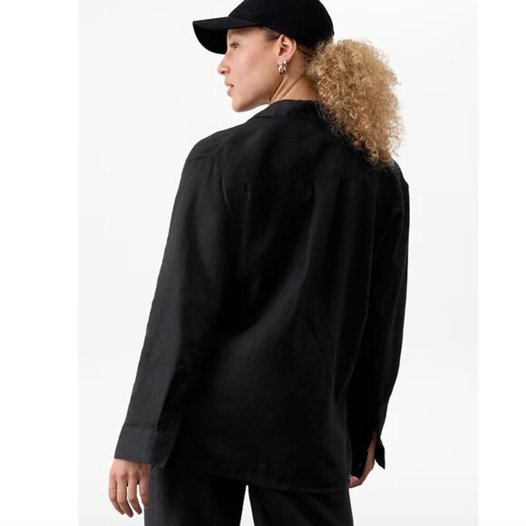 62. S, M, L - ATHLETA - Retreat Linen Shirt Black Button Down NEW $99 msrp - Picture 5 of 5
